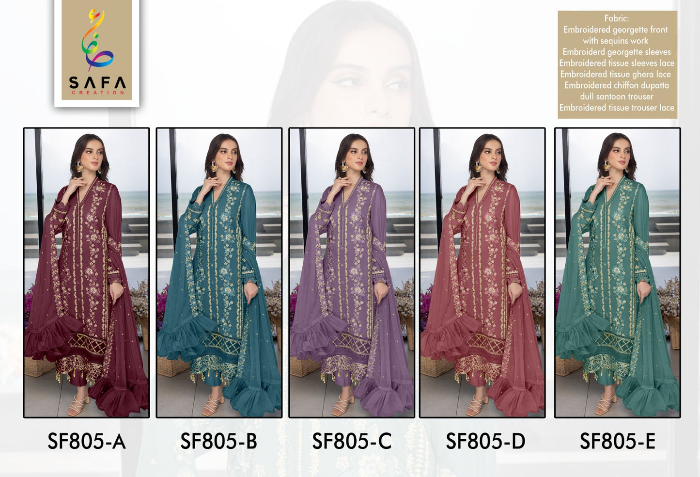 805Colours Safa Creation Georgette Pakistani Salwar Suits