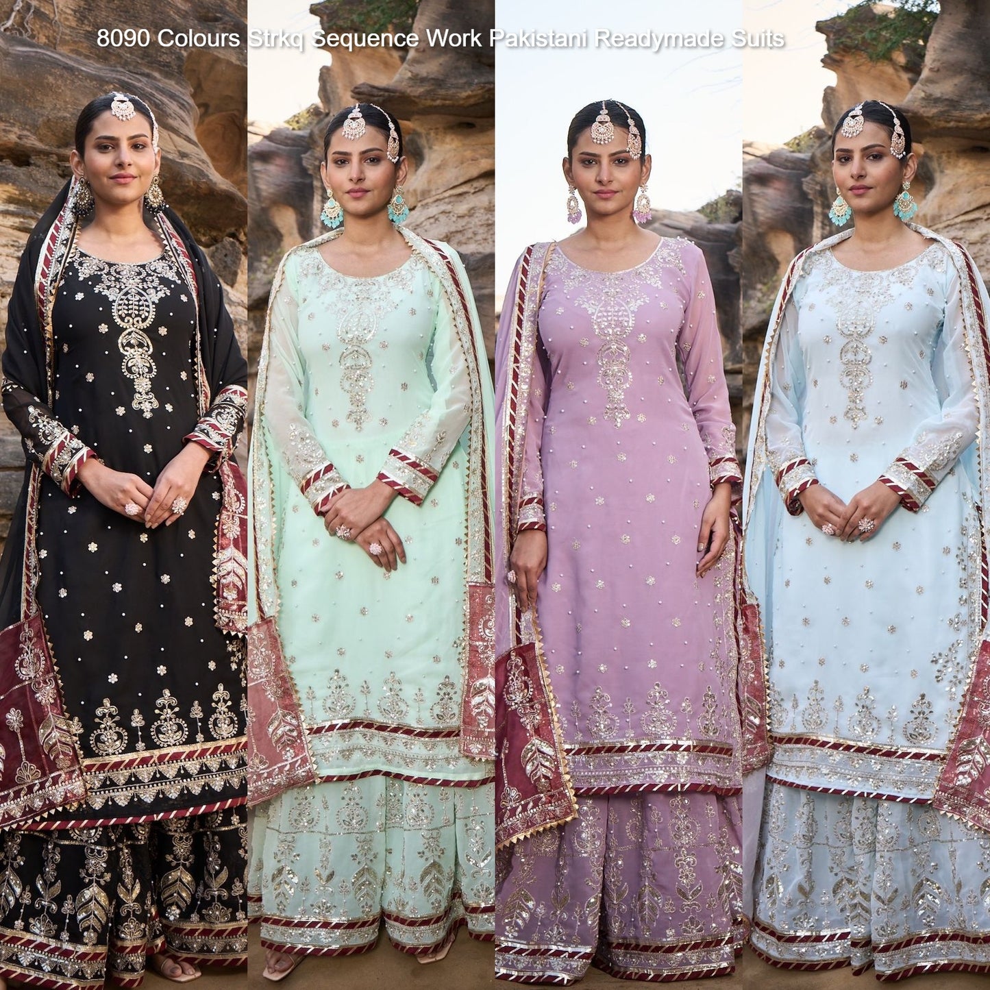 8090 Strkq Faux Georgette Pakistani Readymade Suits Wholesaler Ahmedabad