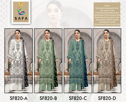 820 Safa Creation Georgette Pakistani Salwar Suits