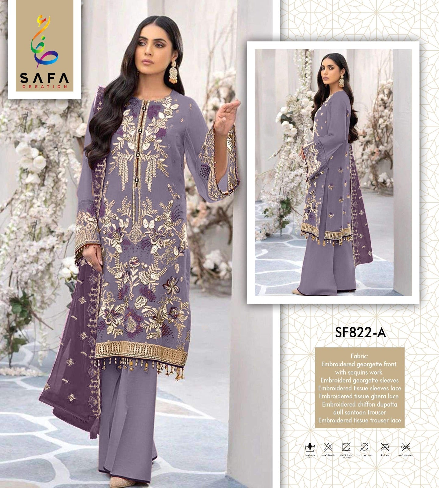 822 Safa Creation Georgette Pakistani Salwar Suits