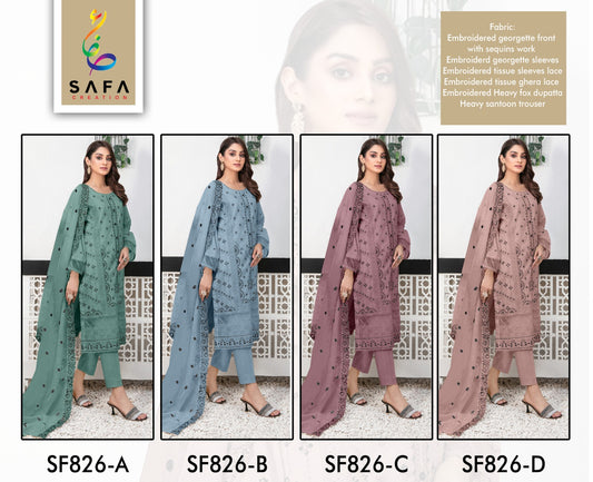 826 Safa Creation Georgette Pakistani Salwar Suits