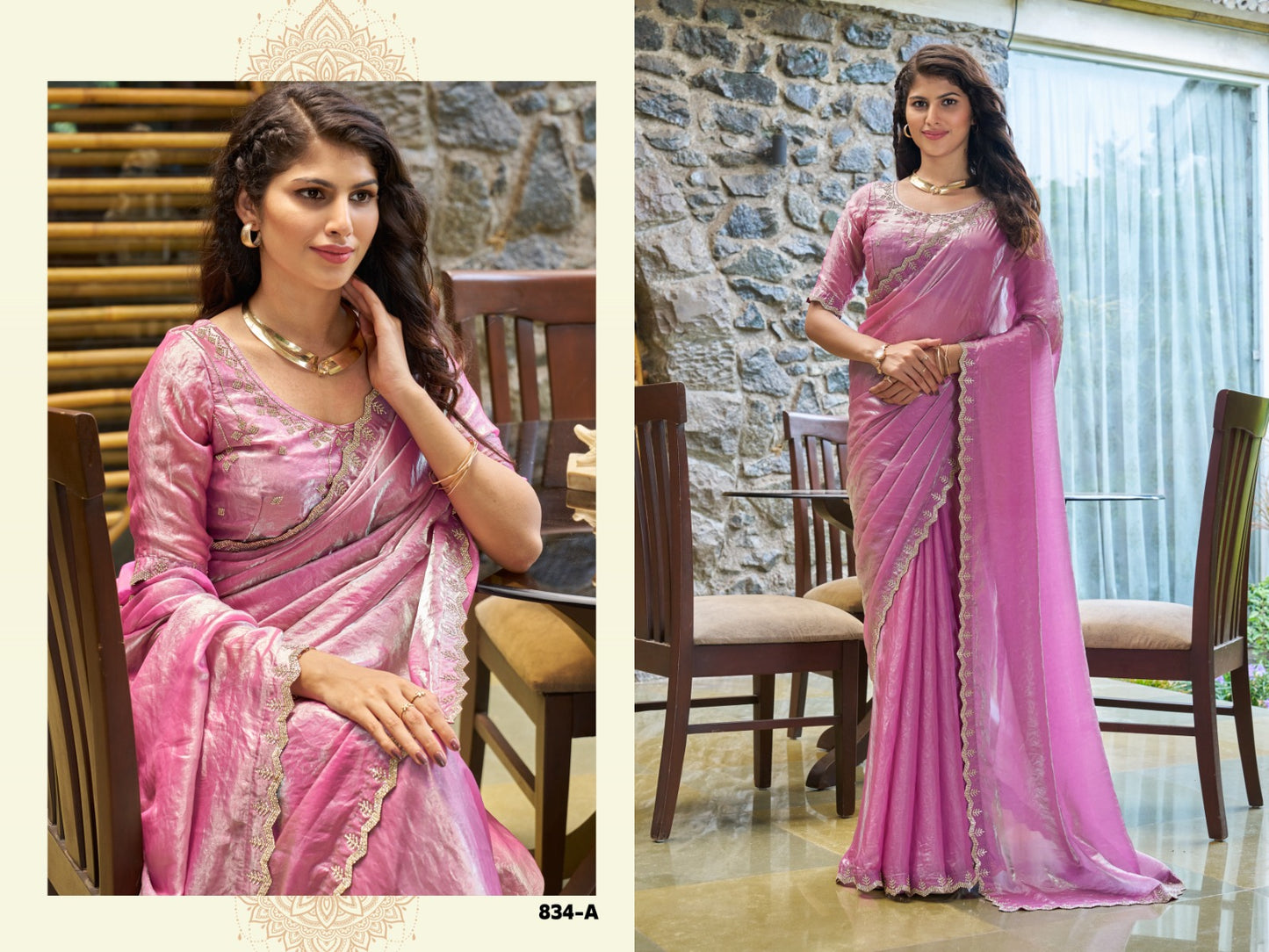 834Abcde Mehek Satin Silk Sarees Exporter Gujarat