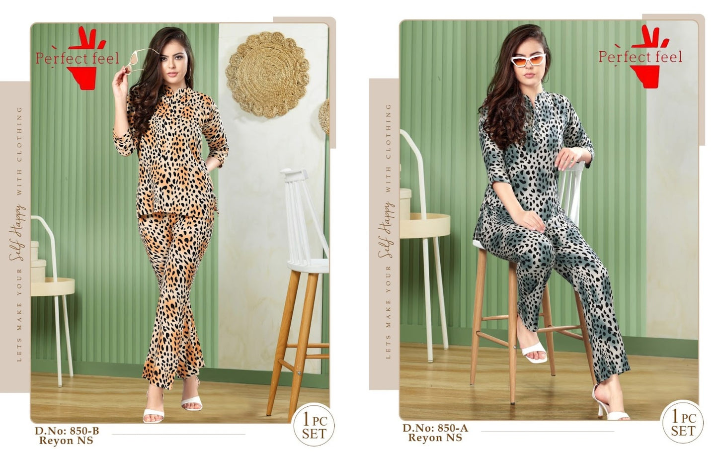850 Ab Perfect Feel Rayon Pyjama Night Suits Wholesale Price