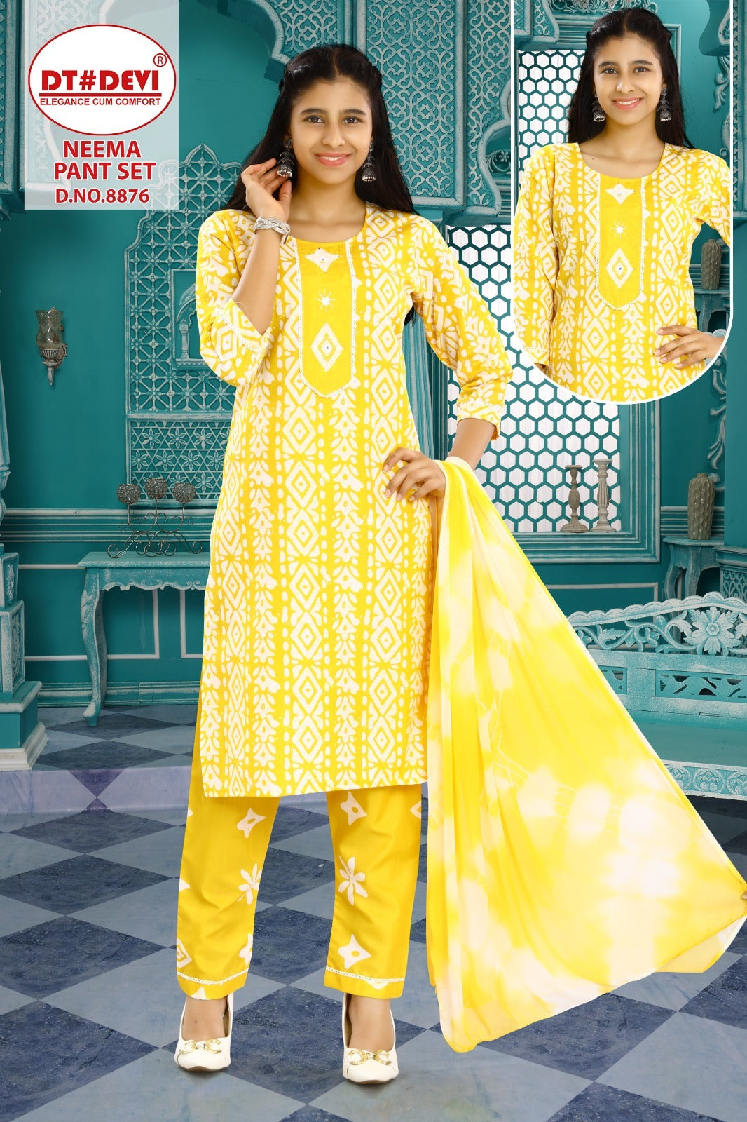 8876 Neema Dt Devi Cotton Readymade Pant Style Suits Manufacturer Ahmedabad