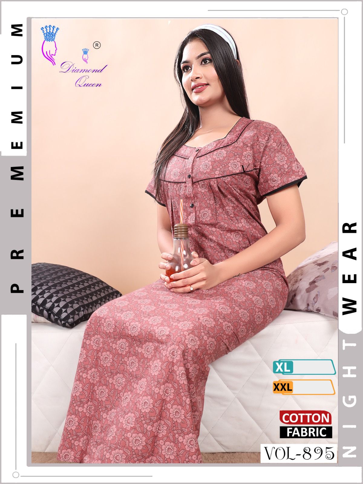 895-896 Diamond Queen Cotton Night Gowns Exporter Gujarat