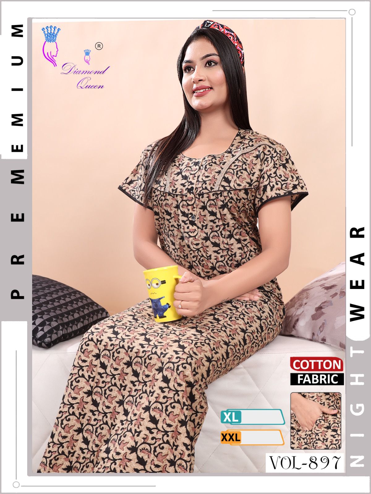 897-898 Diamond Queen Cotton Night Gowns Wholesale