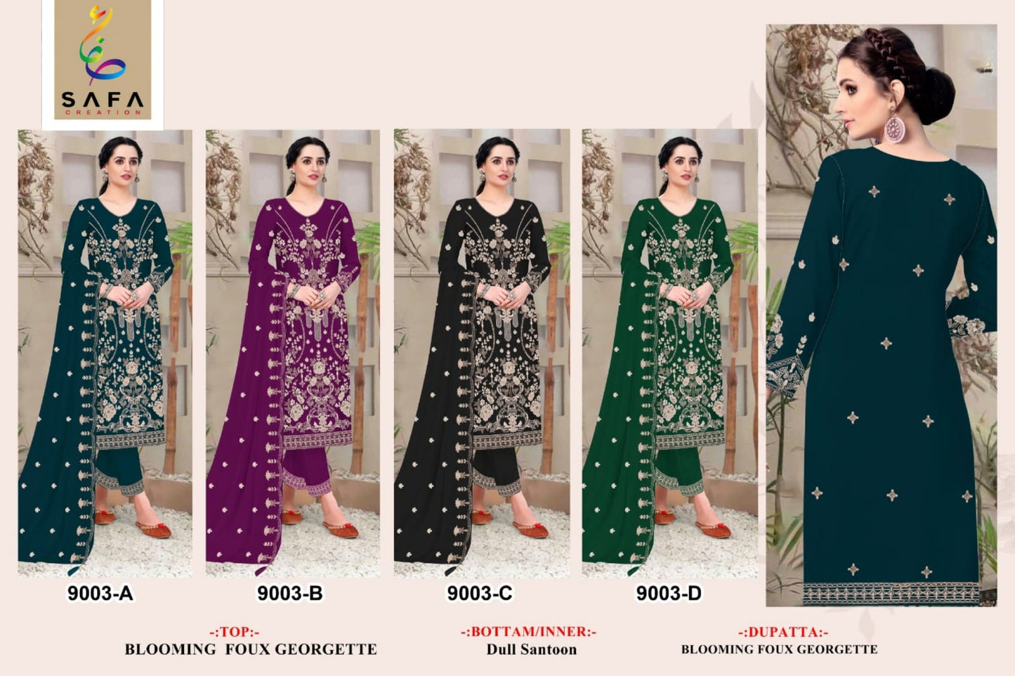 9003 Safa Creation Georgette Pakistani Salwar Suits Exporter India