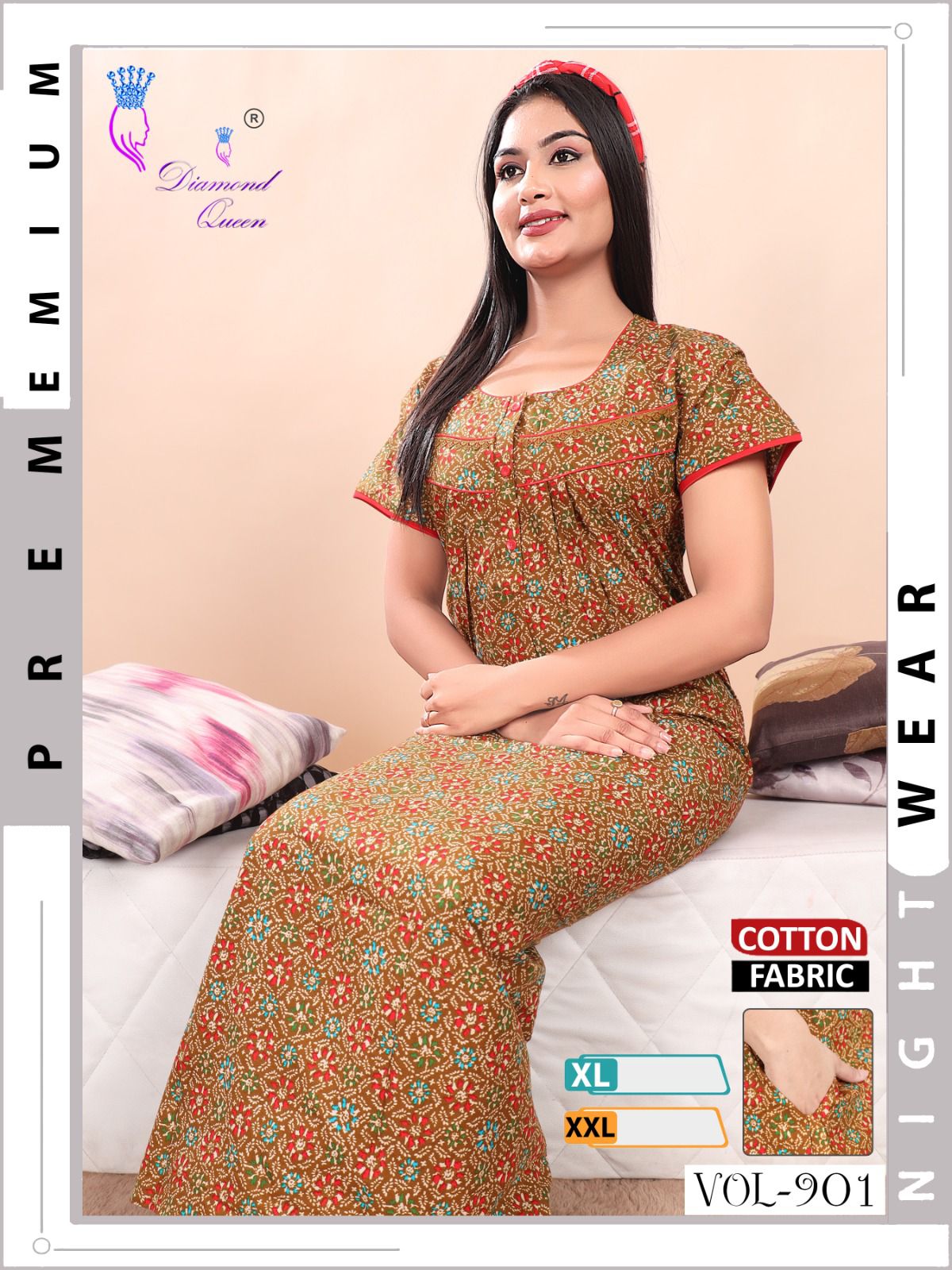 901-902 Diamond Queen Cotton Night Gowns Supplier India
