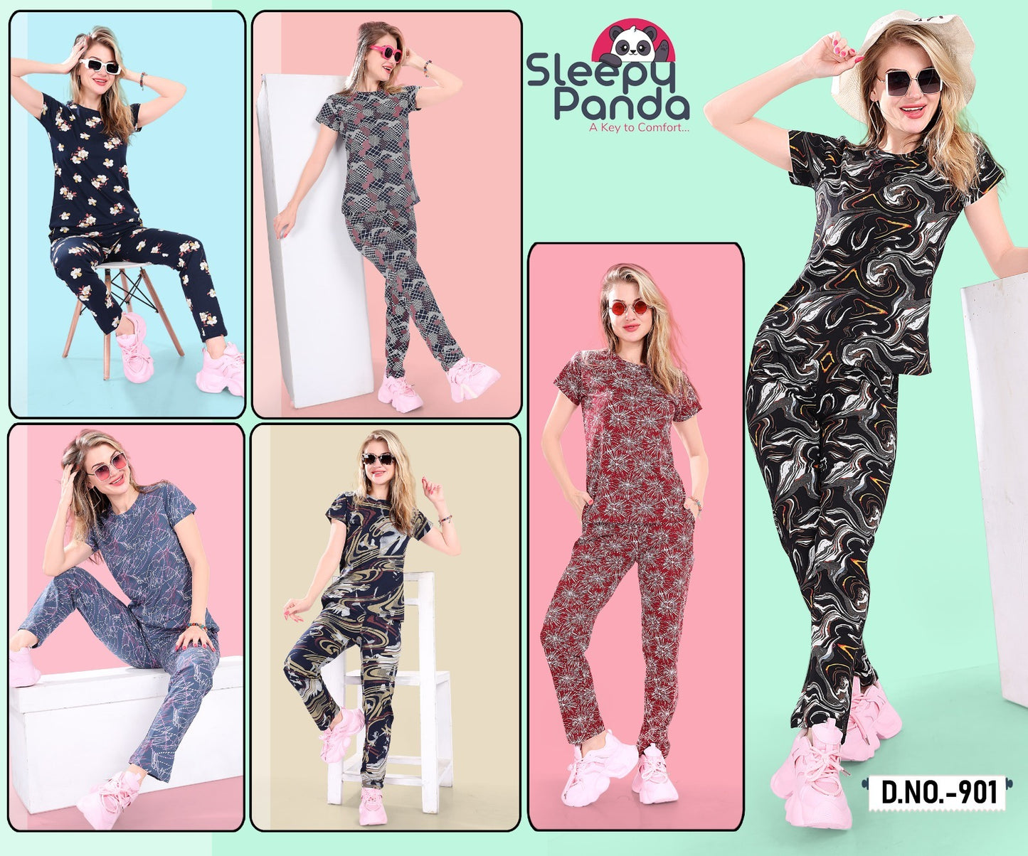 901 Sleepy Panda Hosiery Pyjama Night Suits