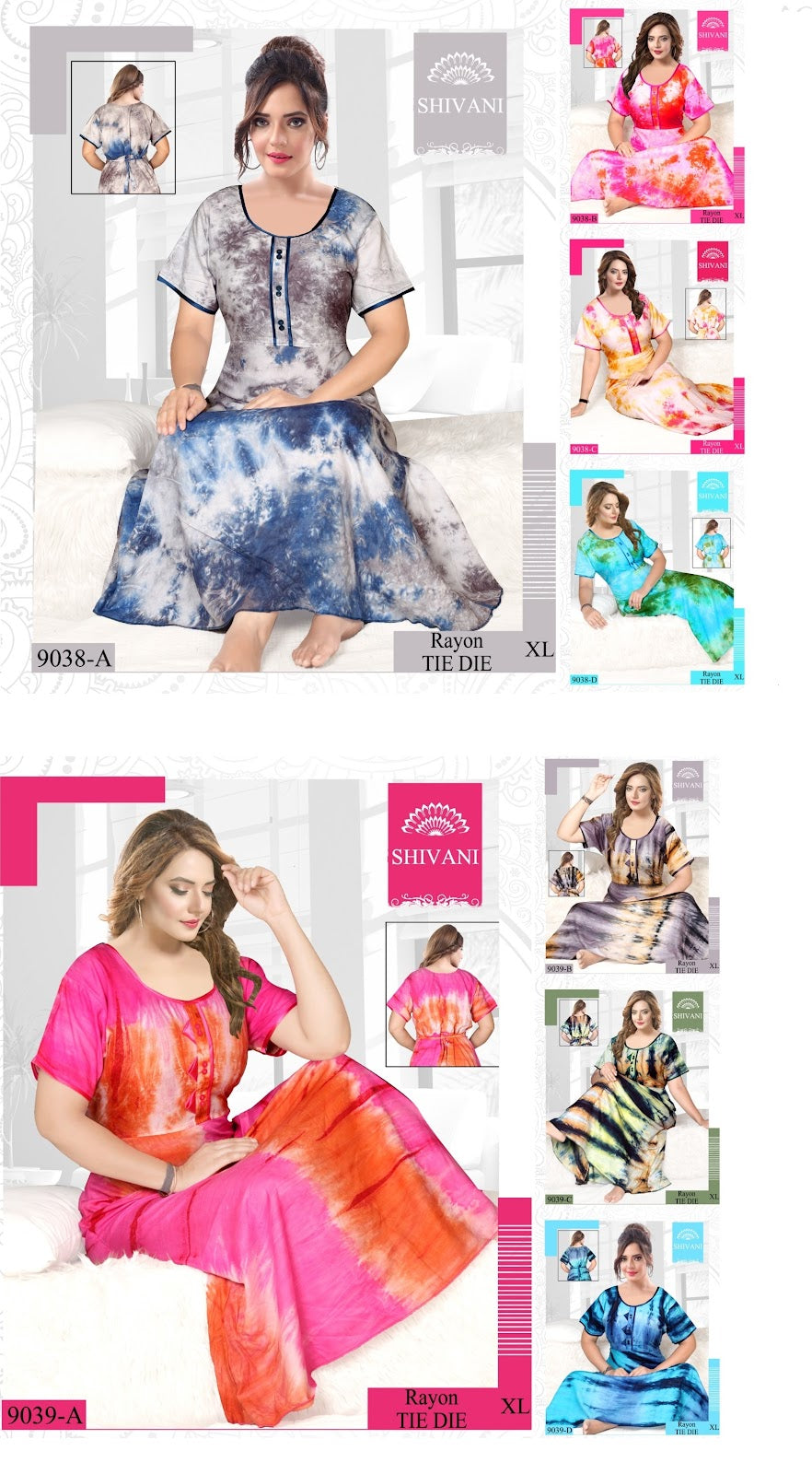 9038-9039 Shivani Rayon Night Gowns Manufacturer Gujarat