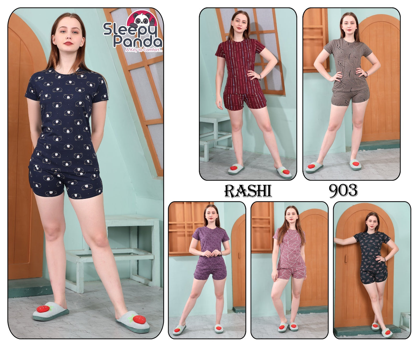 903 Sleepy Panda Sinker Shorts Night Suits