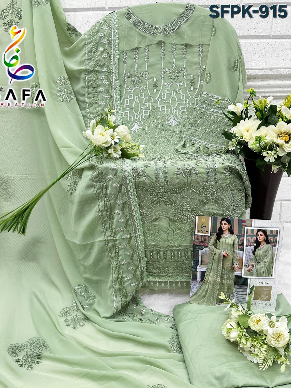 915Efgh Safa Creation Georgette Pakistani Salwar Suits Supplier