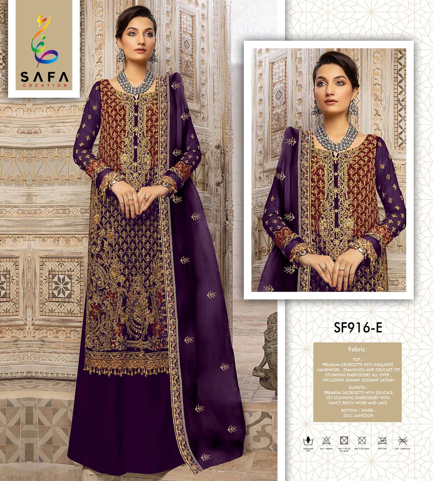916Efgh Safa Creation Georgette Pakistani Salwar Suits Supplier Ahmedabad