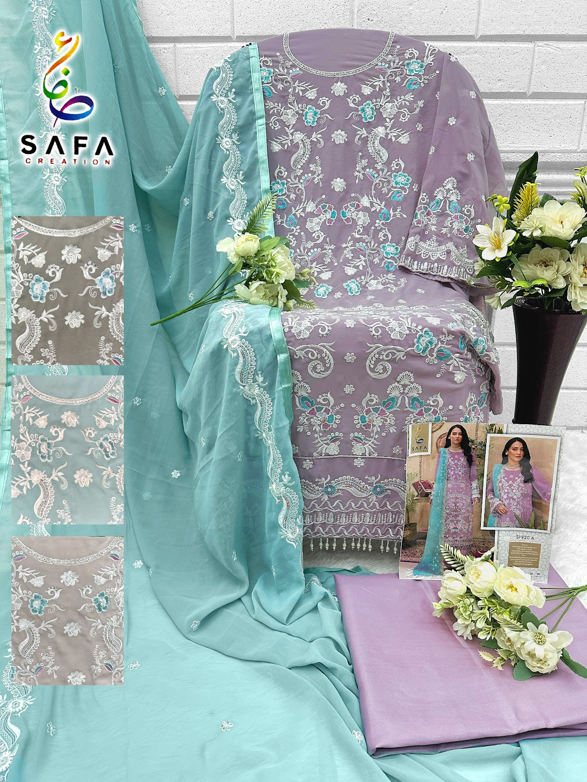920Efgh Safa Creation Georgette Pakistani Salwar Suits Wholesaler Gujarat