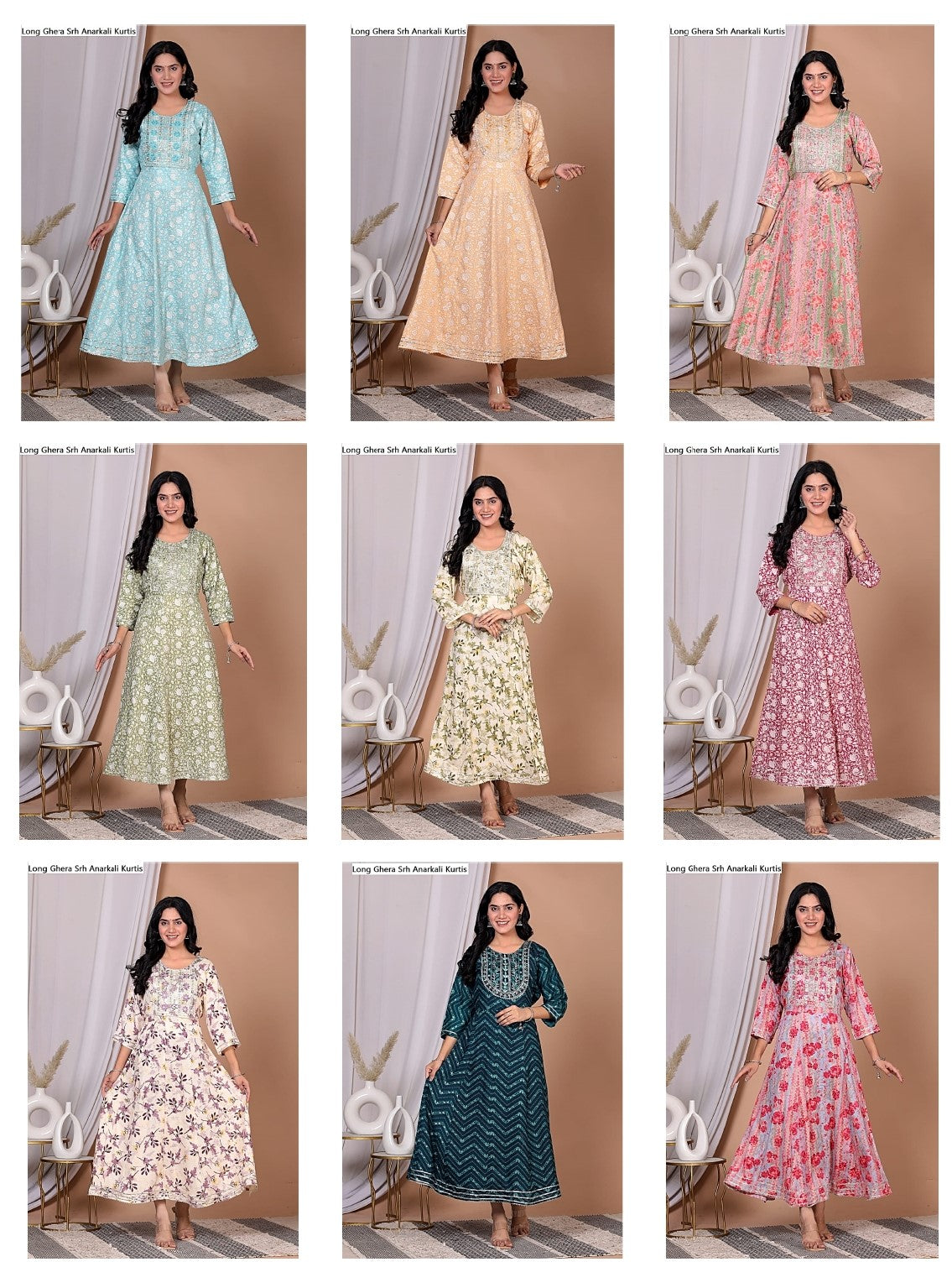Long Ghera Srh Rayon Anarkali Kurtis Supplier