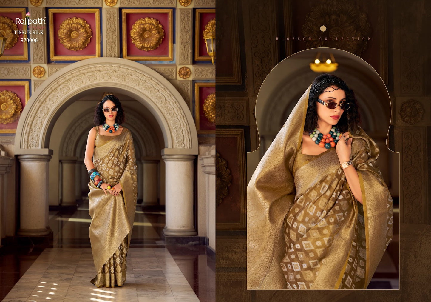 Goldmine 970001-970006 Rajpath Tissue Silk Sarees Wholesale