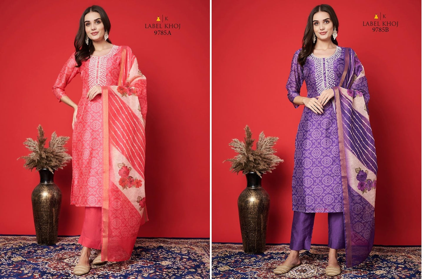 9785Ab Label Khoj Silk Readymade Suits Exporter India