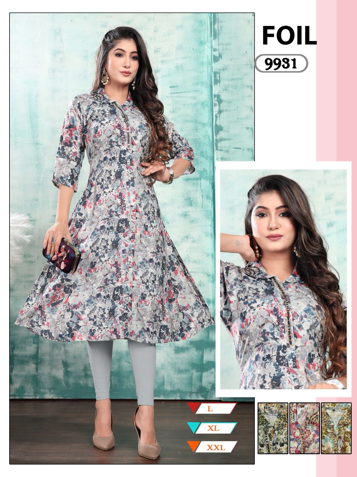 9931 Mmc Foil Anarkali Kurtis Wholesale Price