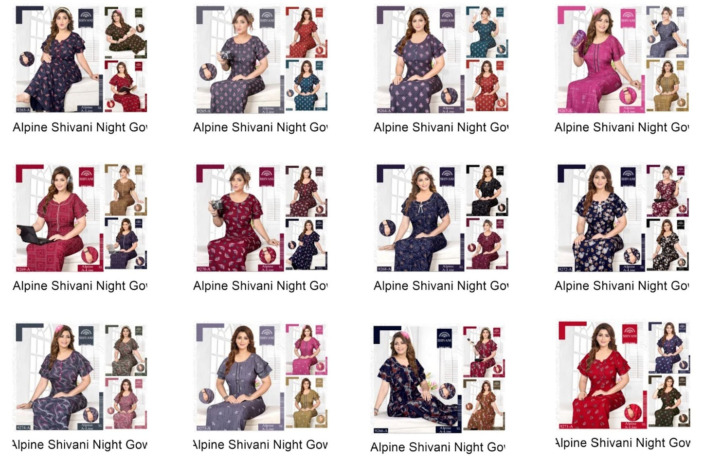 A-Line Alpine Shivani Night Gowns Wholesale Price