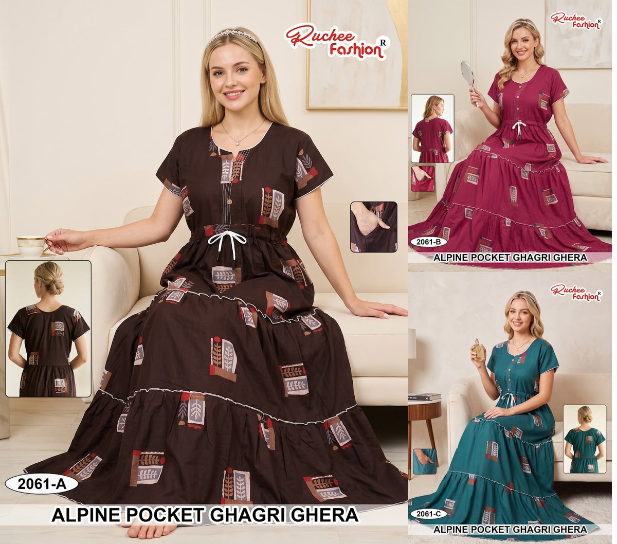 A-Line Ghagri 2909 Ruchee Fashion Alpine Night Gowns Wholesaler