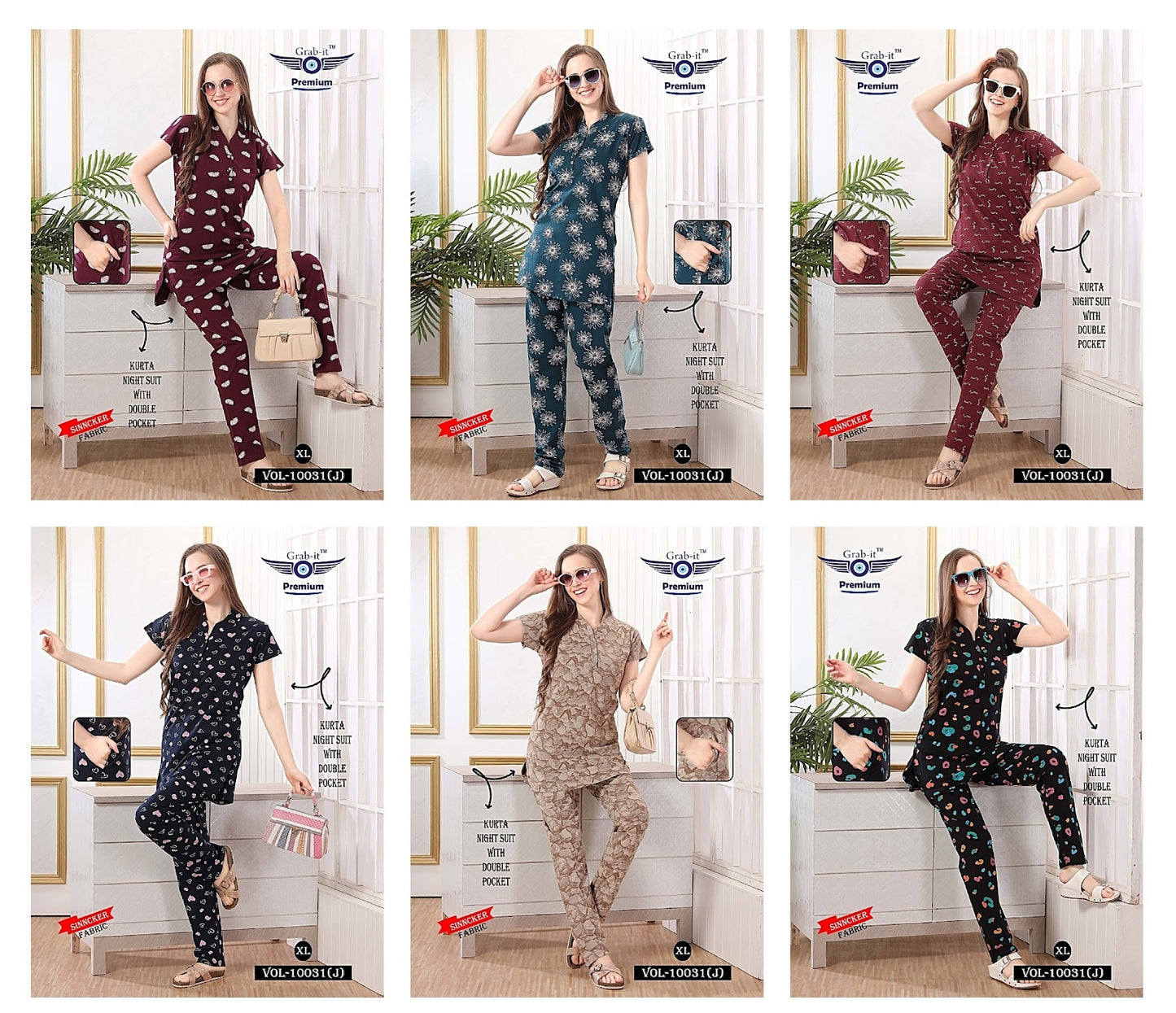 10031 J Grab It Sinker Kurta Night Suits