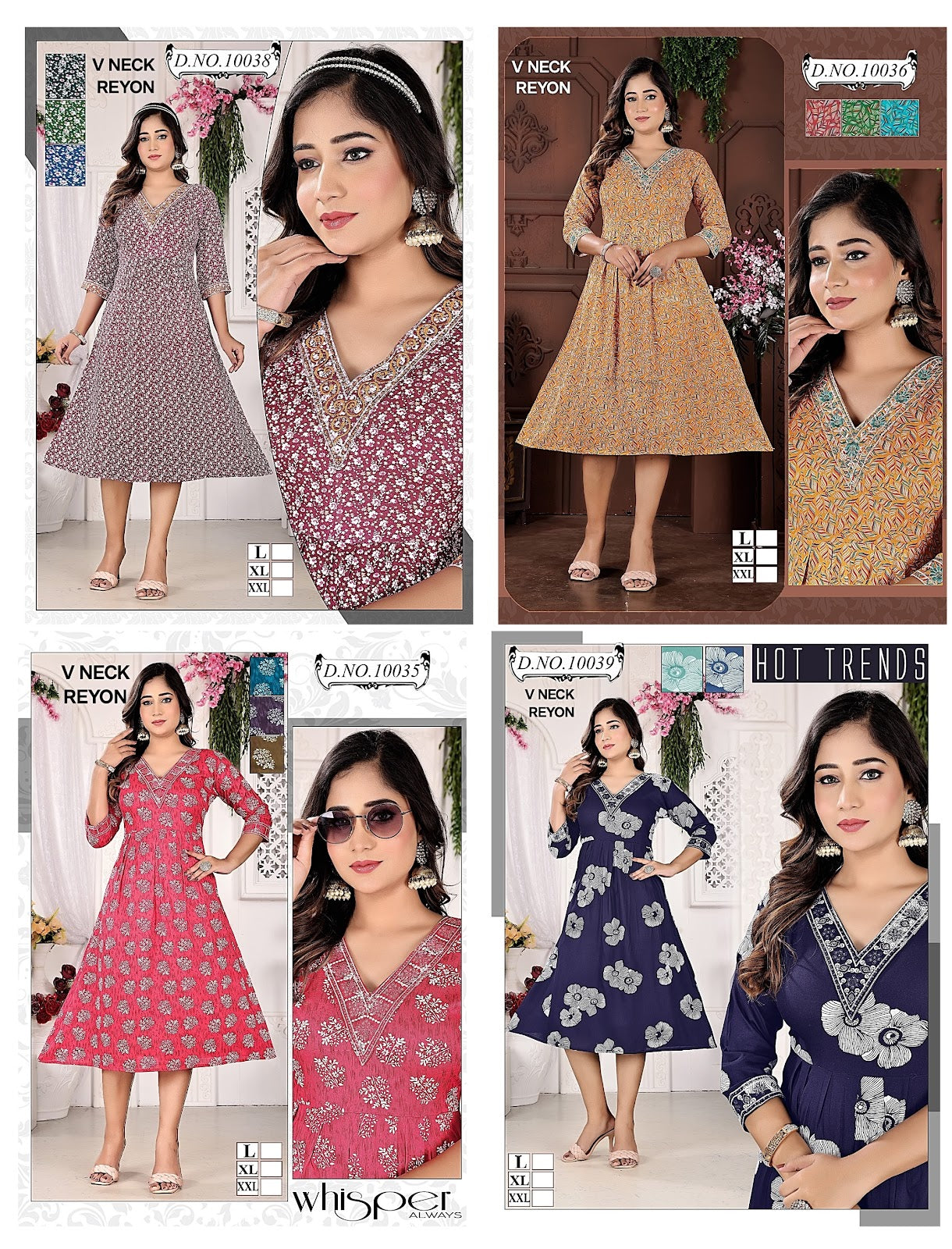10035-10039 Mmc Reyon Anarkali Kurtis Wholesaler