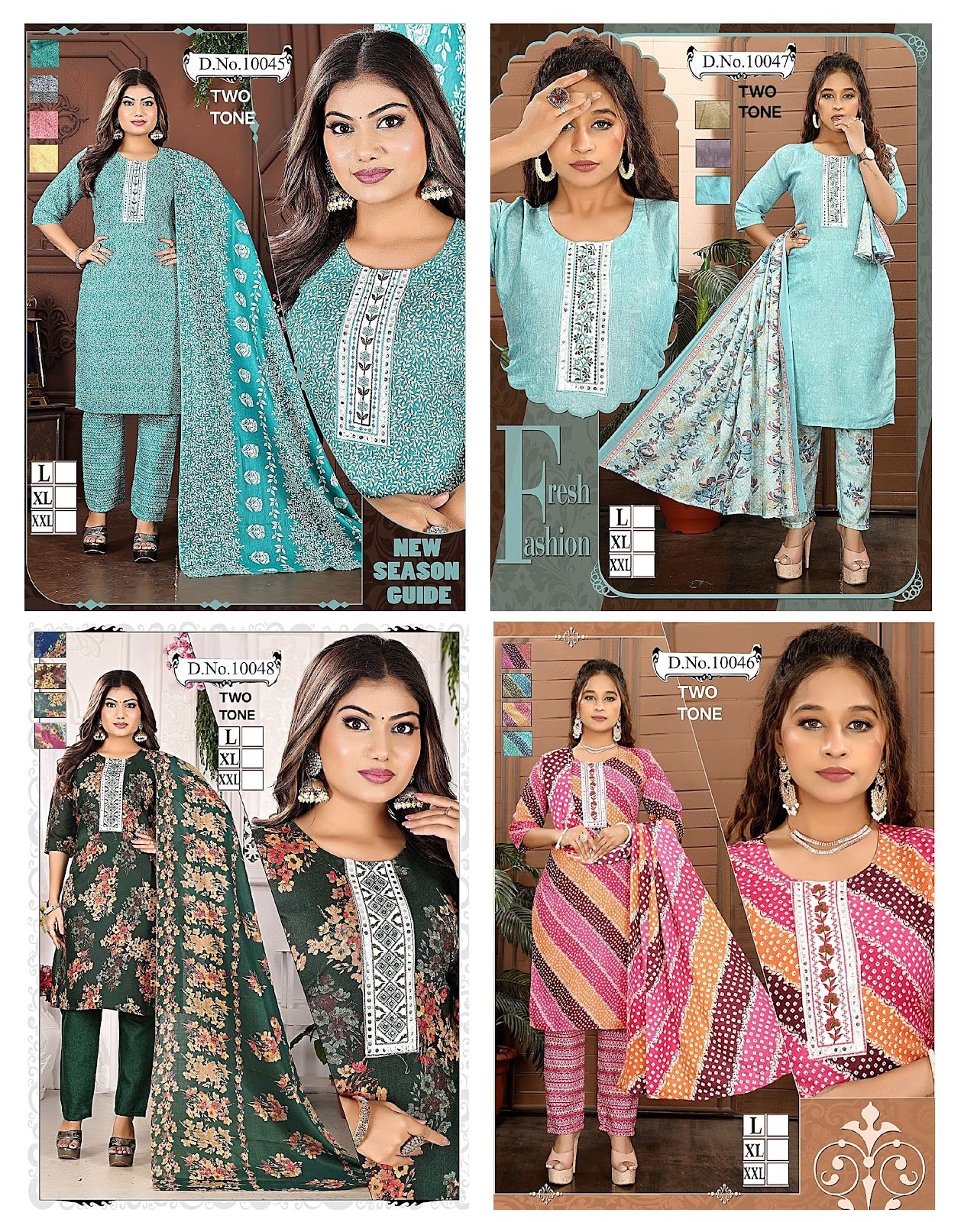 10045-10048 Mmc Two Tone Readymade Pant Style Suits Wholesaler Ahmedabad