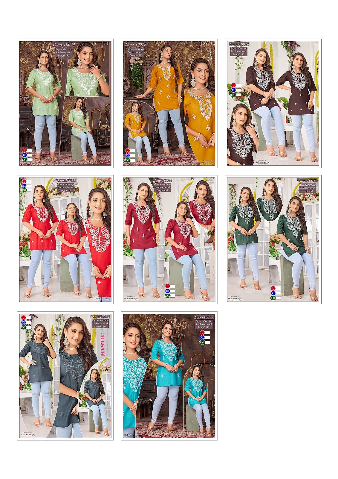 10072-10079 Globe Rayon Short Kurtis Manufacturer India