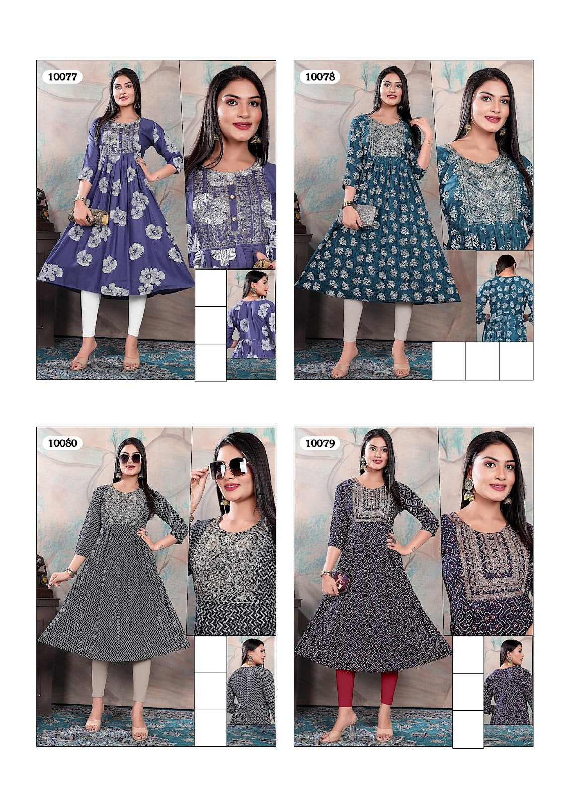 10077-10080 Mmc Rayon Anarkali Kurtis