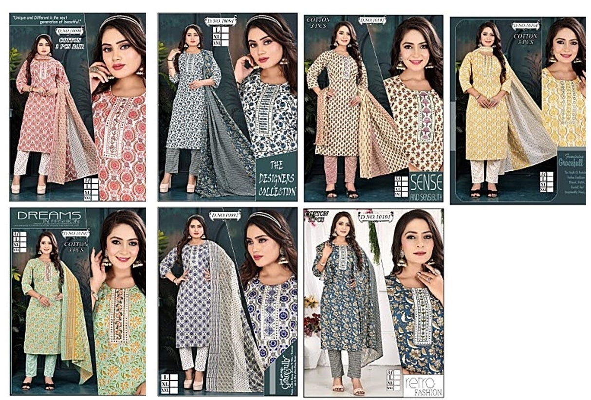 10091-10104 Mmc Cotton Readymade Pant Style Suits Manufacturer Ahmedabad