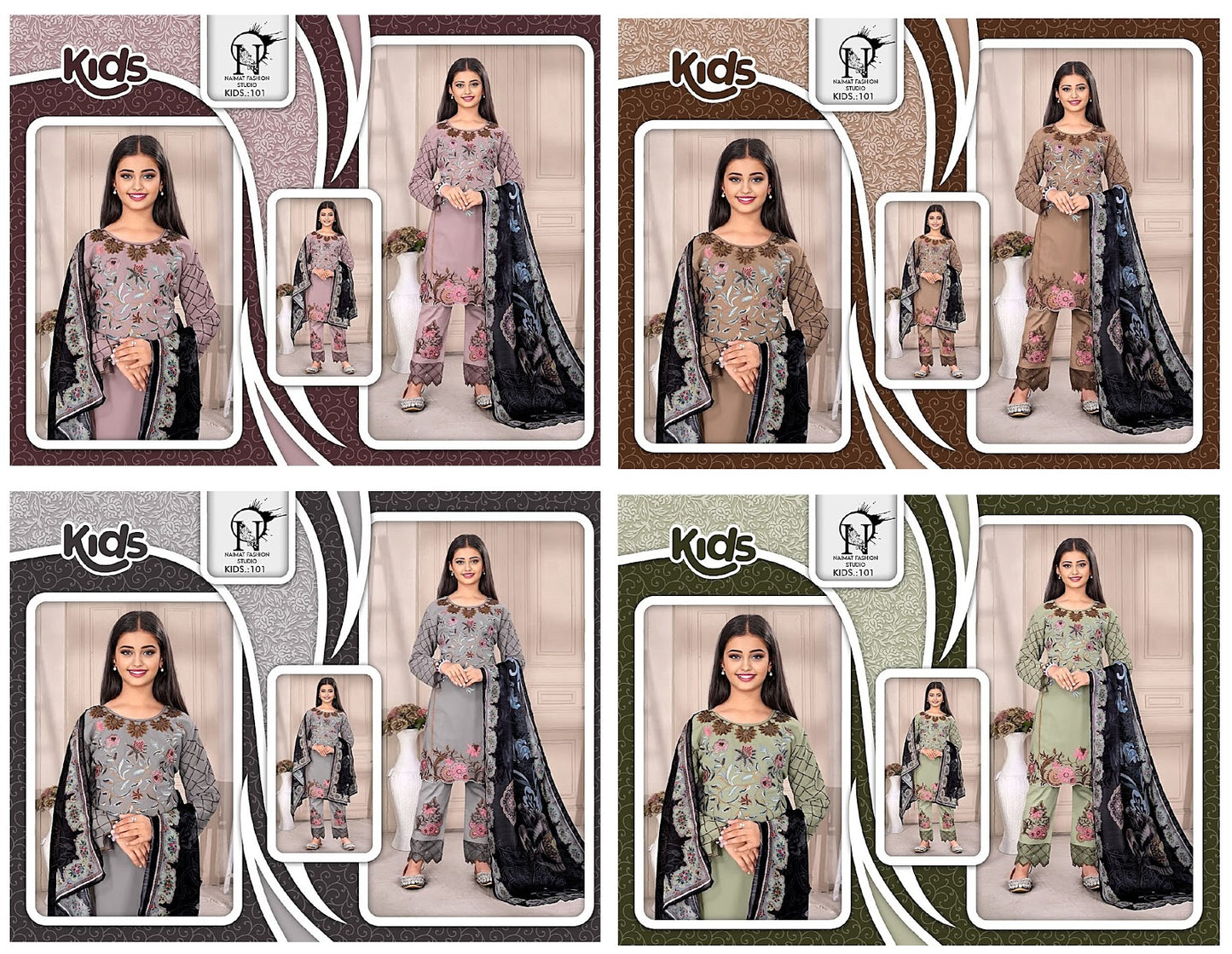 101 Naimat Fashion Studio Fox Georgette Girls Readymade Pant Suits