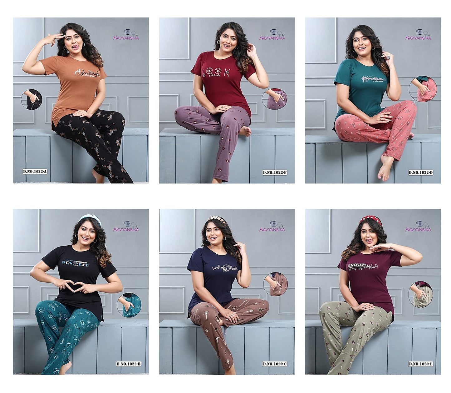 1022 Kavyansika Hosiery Cotton Pyjama Night Suits Manufacturer Gujarat