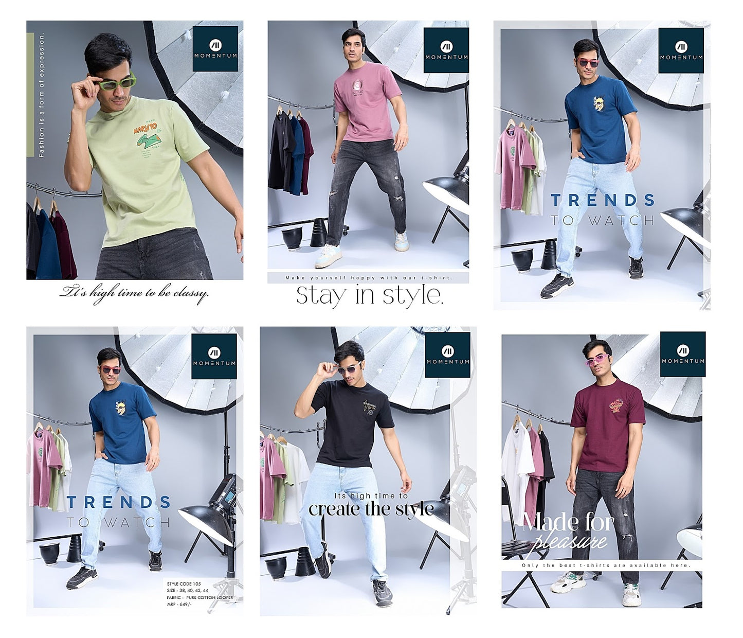 105 Momentum Pure Cotton Mens Tshirts