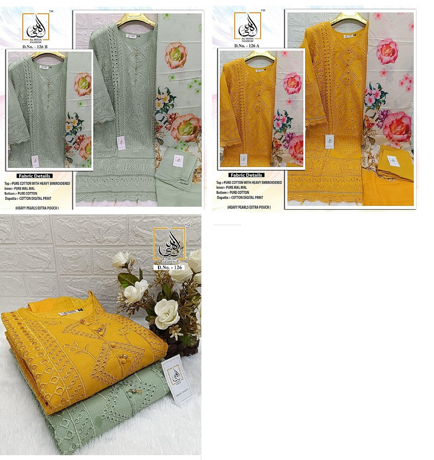 126 Al Huda Fashion Pure Cotton Pakistani Readymade Suits Supplier India