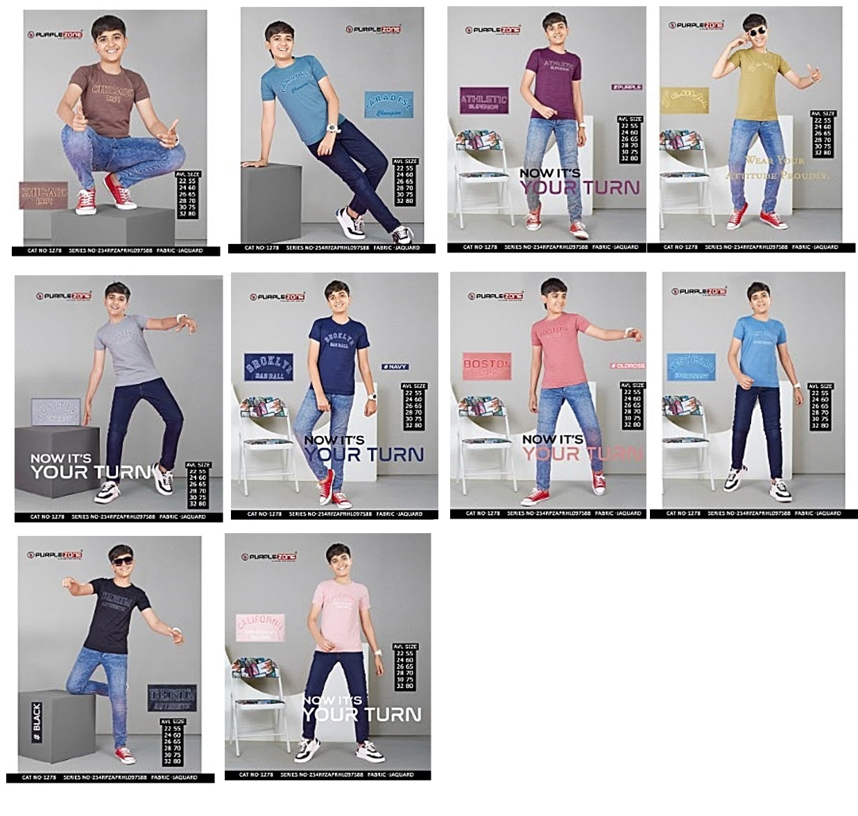 1278 Purple Zone Jacquard Boys Tshirt Wholesaler India