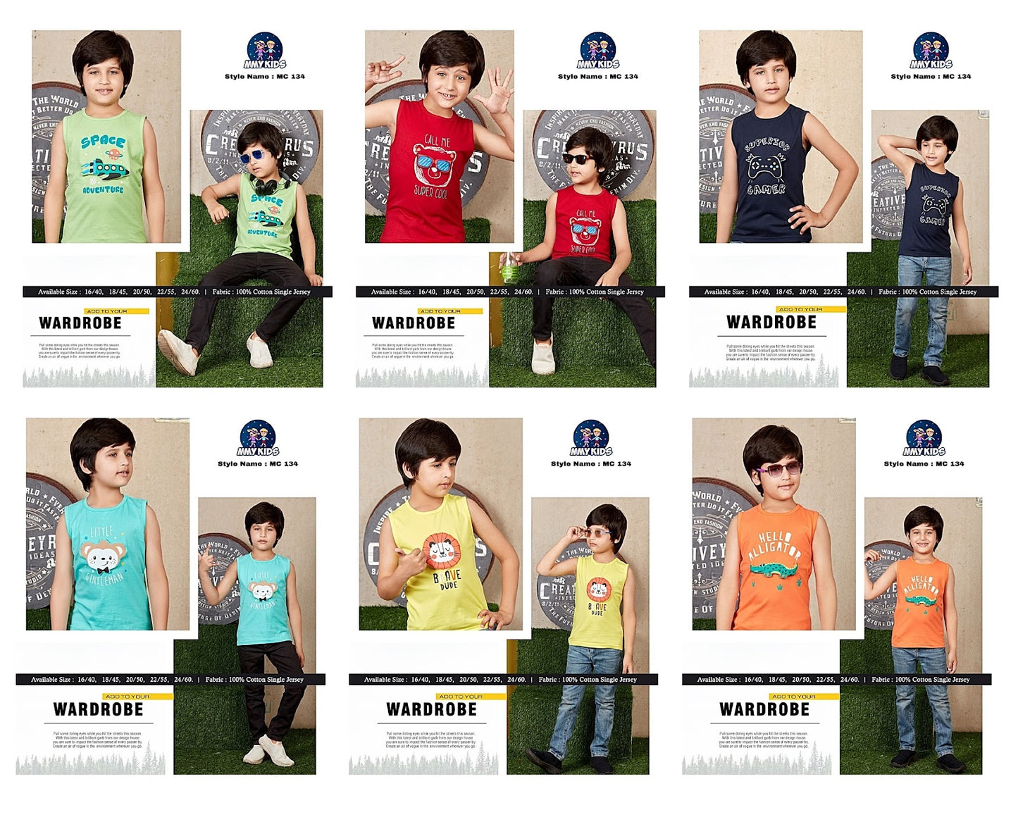 134 Mmy Kids Cotton Biowashed Boys Tshirt