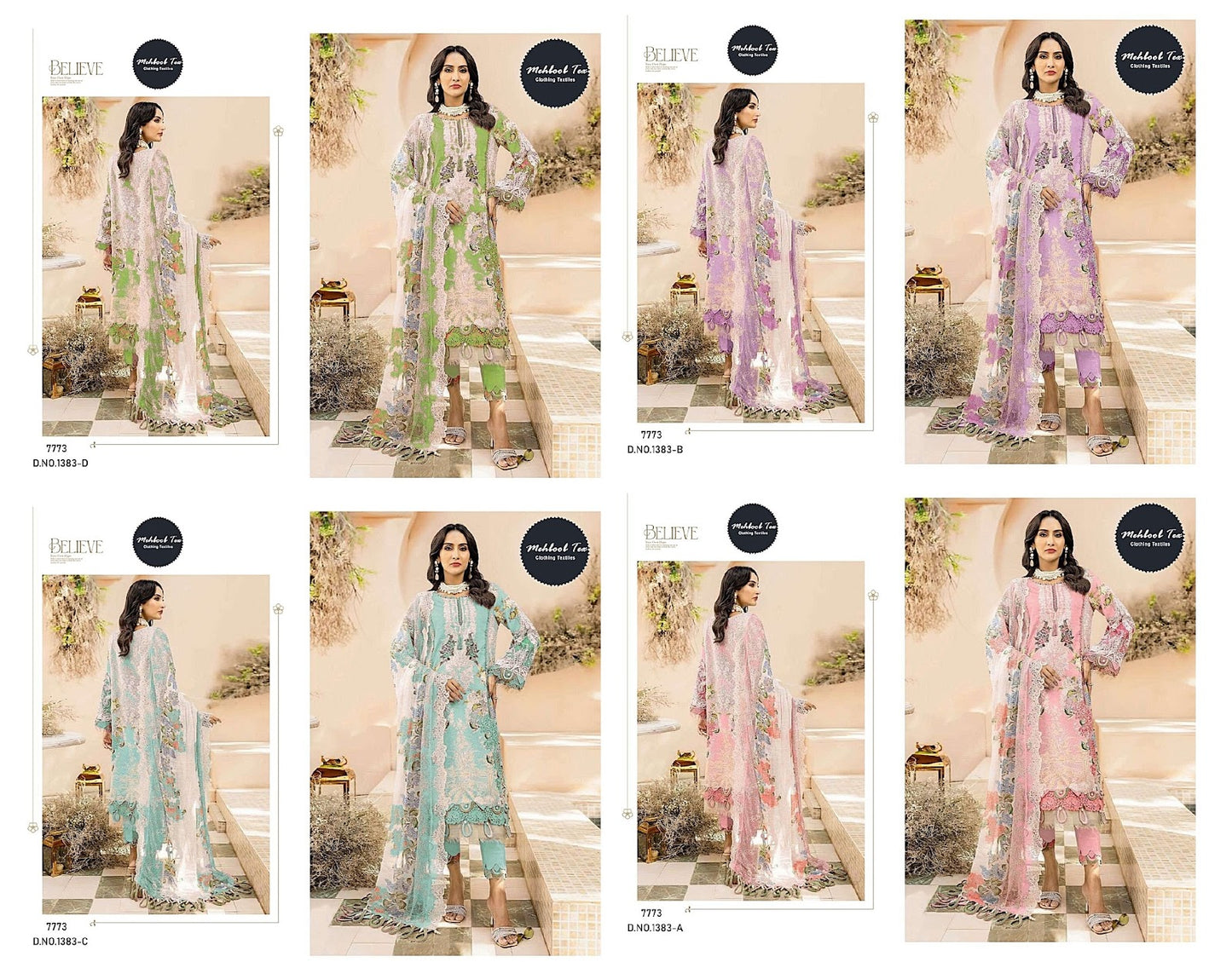 1383 Colour Lawn Mehboob Tex Cotton Pakistani Patch Work Suits Wholesaler Ahmedabad