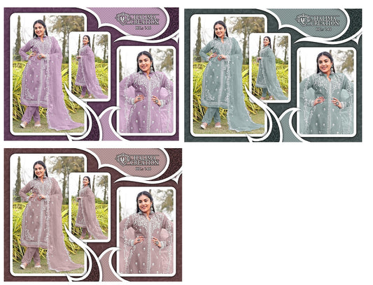 146 Halima Creation Silk Organza Pakistani Readymade Suits Exporter