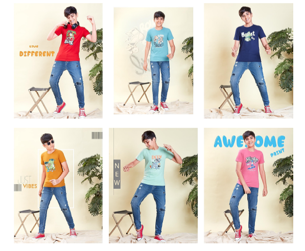 146 Mmy Kids Cotton Biowashed Boys Tshirt Wholesale Rate