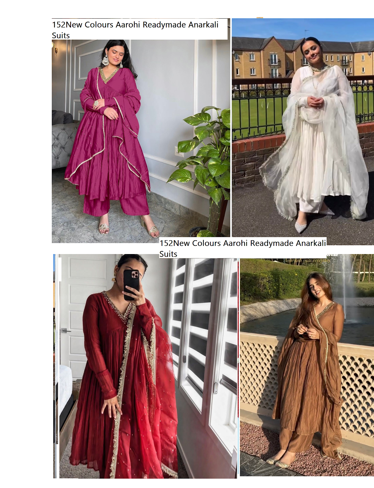 152New Colours Aarohi Chinnon Readymade Anarkali Suits Wholesale Price