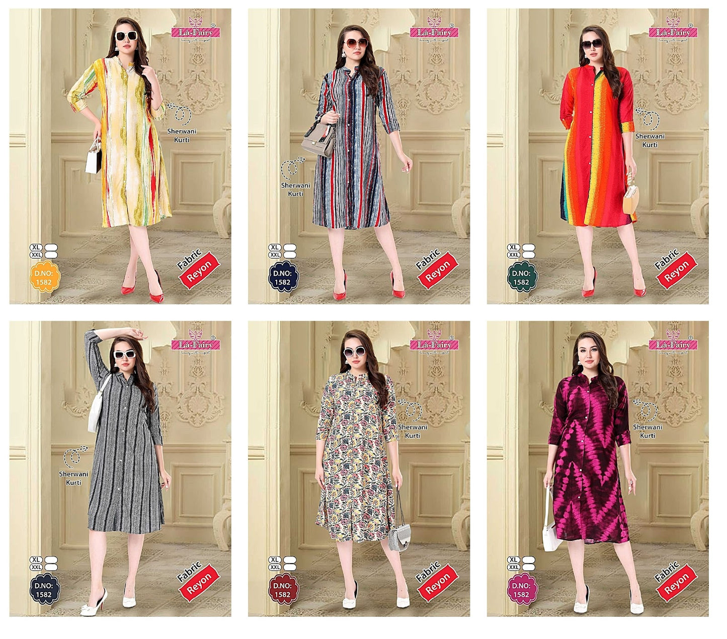 1582 La Fairy Reyon Knee Length Kurtis