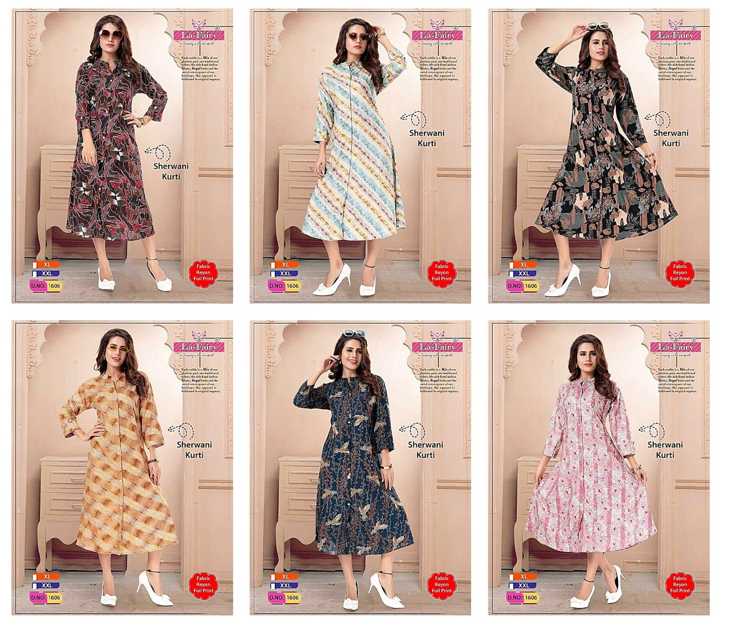 1606 La Fairy Reyon A-Line Kurti Wholesale