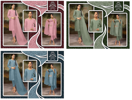 165 Zainab Fashion Studio Georgette Pakistani Readymade Suits Wholesale Rate