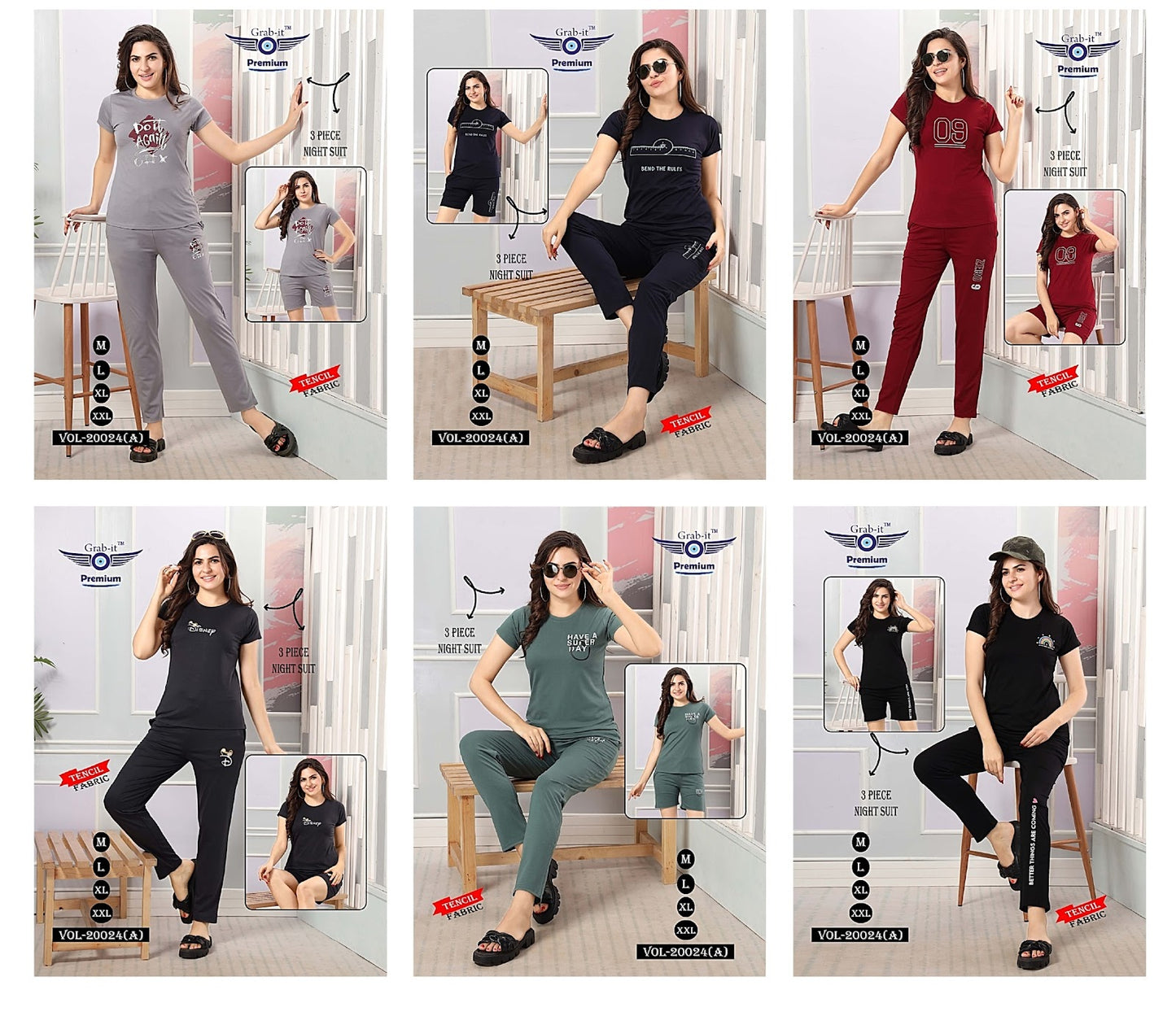 20024 A Grab It Tencil Shorts Pyjama Night Suits