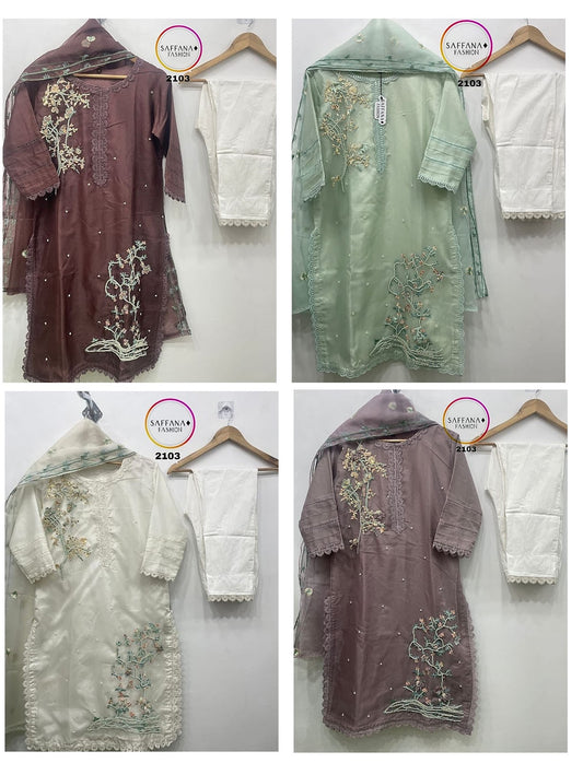 2103 Saffana Organza Silk Pakistani Readymade Suits