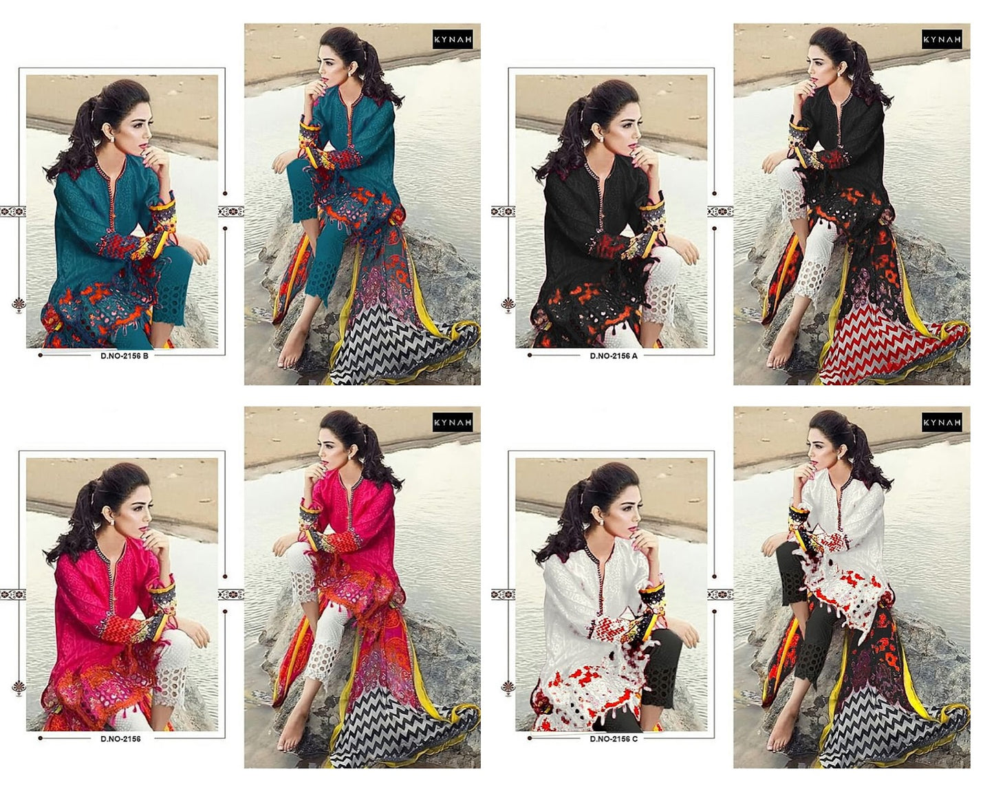 2156 New Colours Kynah Pure Cotton Pakistani Salwar Suits Wholesaler Gujarat
