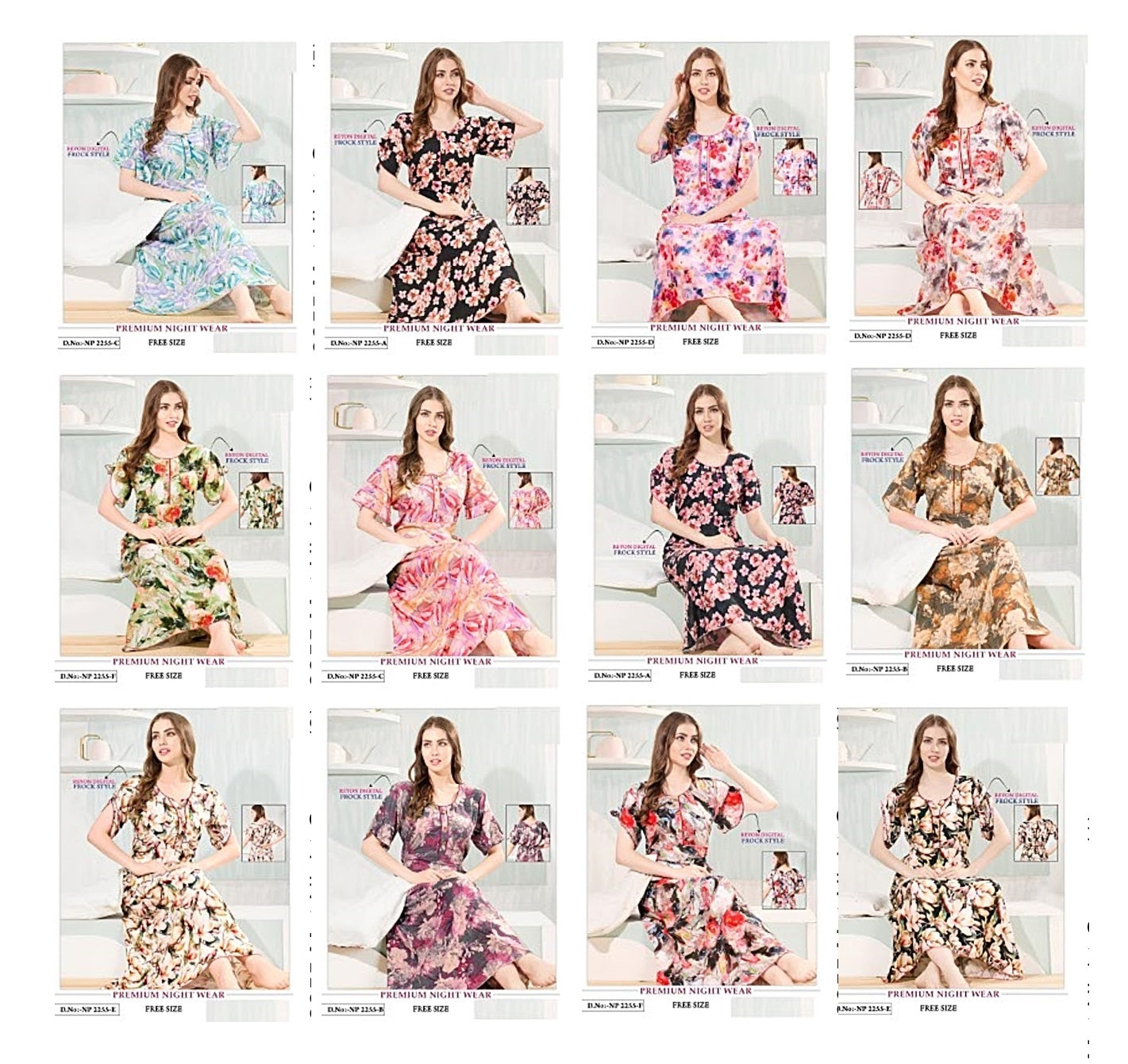 2255 Mnt Reyon Night Gowns Manufacturer India