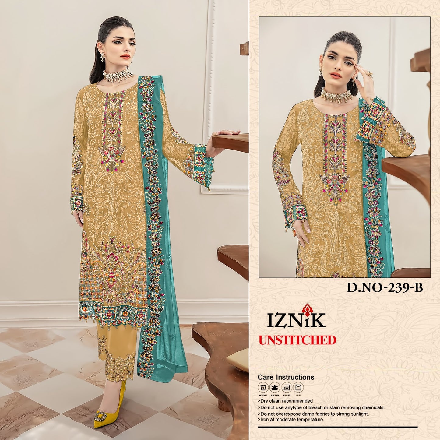 A 239 Iznik Organza Pakistani Salwar Suits Manufacturer Ahmedabad