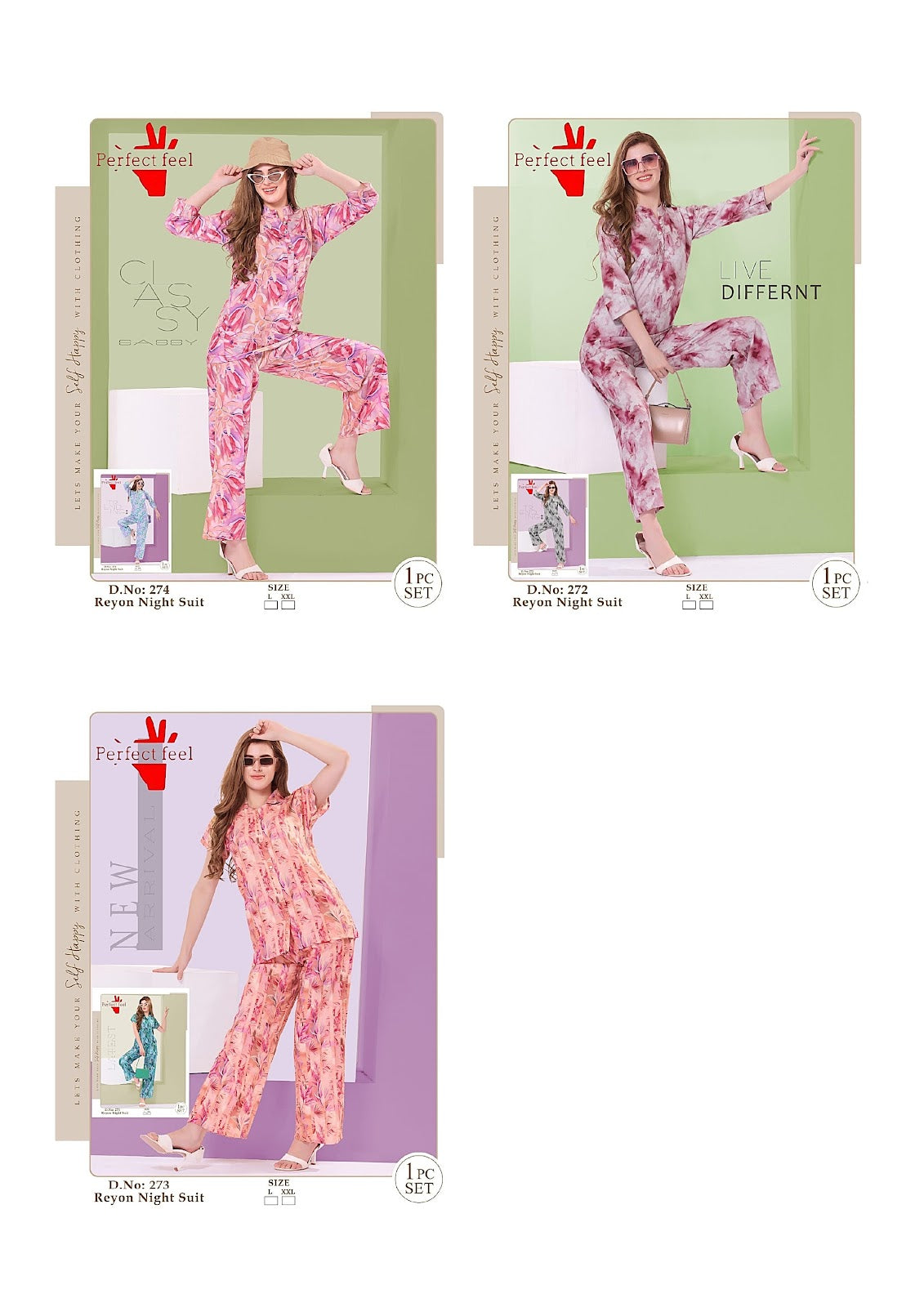272-274 Perfect Feel Rayon Pyjama Night Suits Exporter India