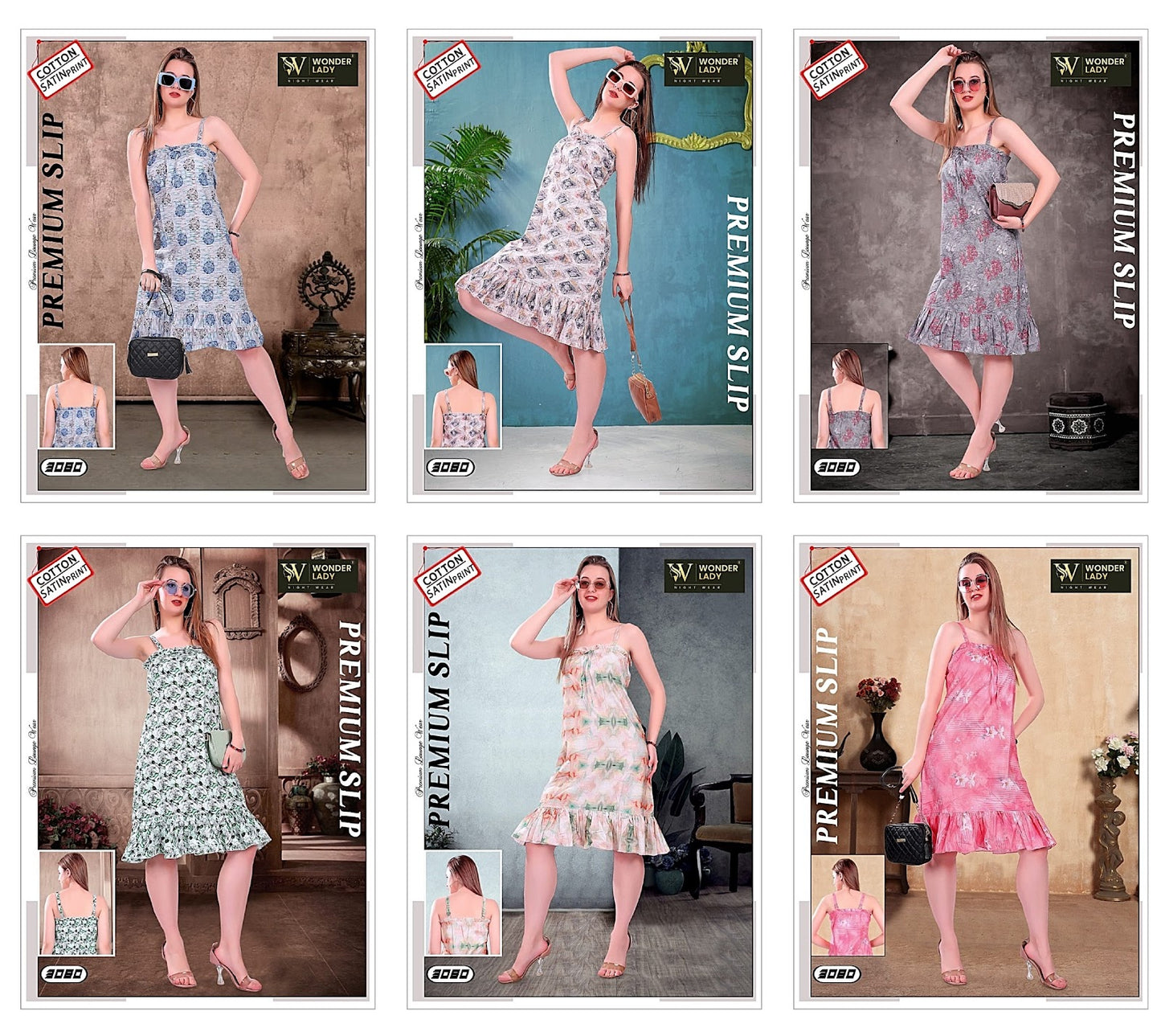 3080 Wonder Lady Satin Cotton Short Night Gown